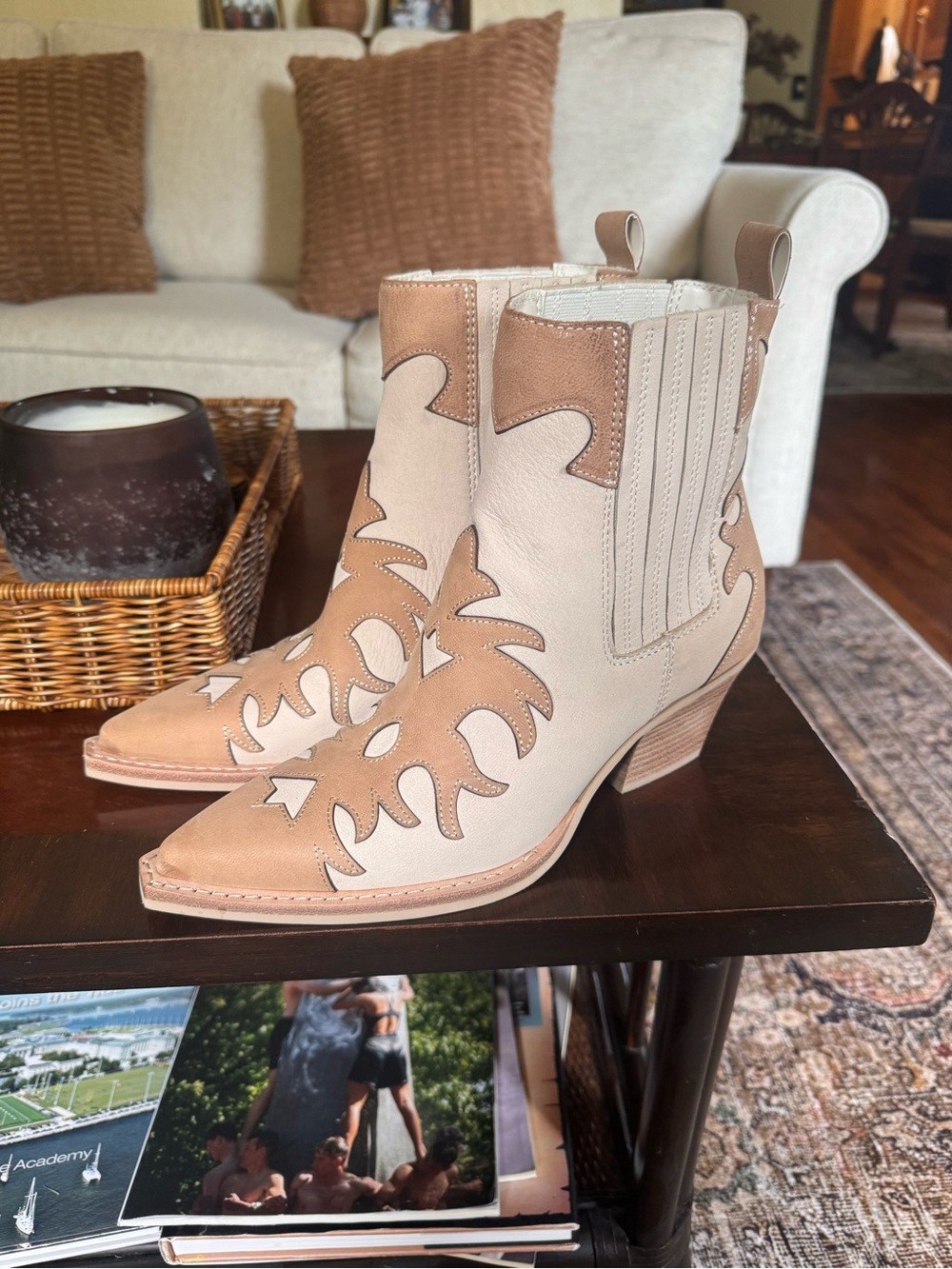NWOT Dolce Vita Beige and Tan Western Nubuck Boots
